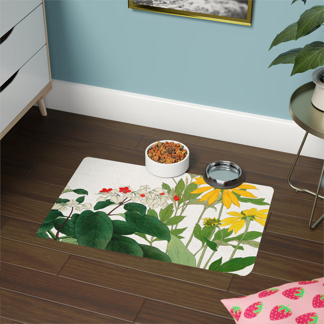 Summer Wildflower Meadow Pet Food Mat – Golden Bloom