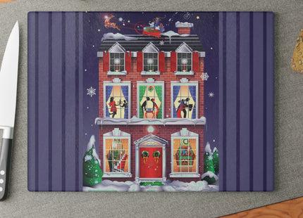 A Christmas Eve Celebration Glass Cutting Board