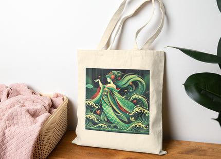 Mermaid Queen Rising from the Deep Cotton Canvas Tote Bag