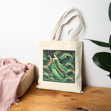 Mermaid Queen Rising from the Deep Cotton Canvas Tote Bag