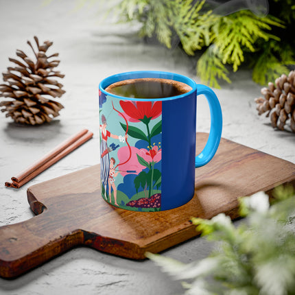 The Lady Of The Scarlet Bow Colorful Mugs – Art Deco Botanical Archer Elegance