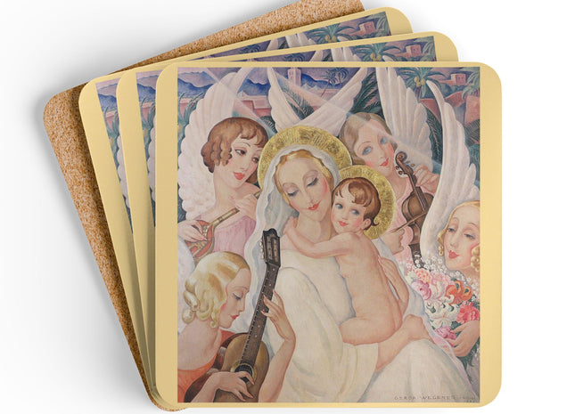 Madonna with Child by Gerda Wegener Corkwood Coaster Set
