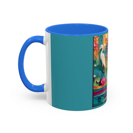 Elegant Egret Oasis Colorful Mugs (11oz, 15oz)