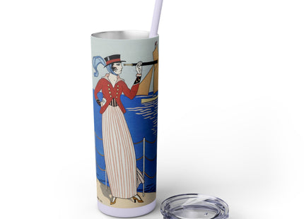 Costume de Yacht by George Barbier Skinny Tumbler with Straw, 20oz