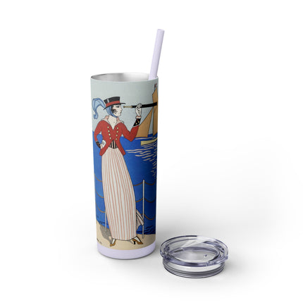 Costume de Yacht by George Barbier Skinny Tumbler with Straw, 20oz