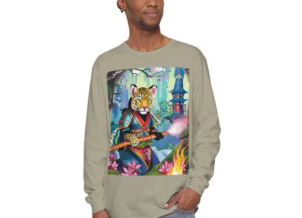 Cyberpunk Leopard Garment-dyed Long Sleeve T-Shirt