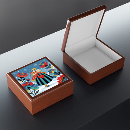 ❤️❄️ The Winter Heart Messenger Jewelry Box – Art Deco Snow Garden Fantasy