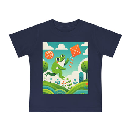 Young Frog’s Kite Adventure Baby T-Shirt – A Sky Full of Play