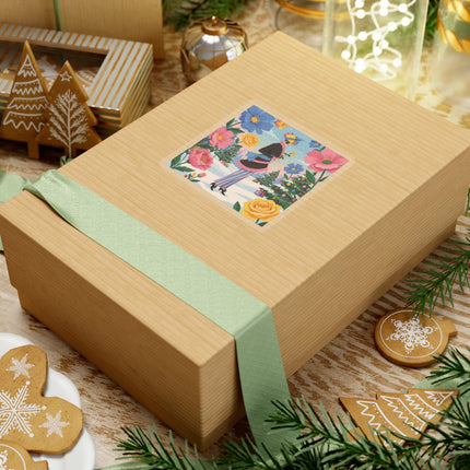 🌹🎄 The Golden Rose Of Winter Kiss-Cut Sticker – Art Deco Holiday Fantasy