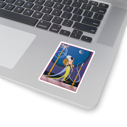 Smoke and Secrets: A Glamorous Encounter in Prohibition Era Kiss-Cut Stickers (4 Sizes)