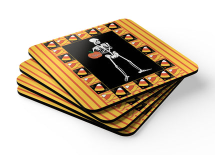 Candy Corn Skeleton Corkwood Coaster Set