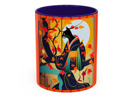 Black Cat in Kimono Colorful Mugs, 11oz