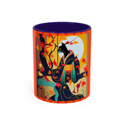 Black Cat in Kimono Colorful Mugs, 11oz