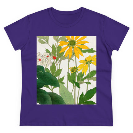 Clerodendrum & Rudbeckia Flower by Tanigami Kônan Women's Midweight Cotton Tee