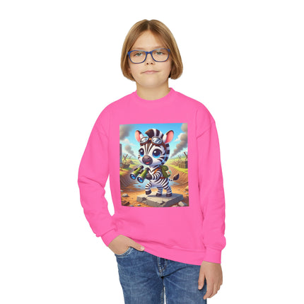 Zebra Lookout Youth Crewneck Sweatshirt – Adventure, Curiosity & Explorer Spirit