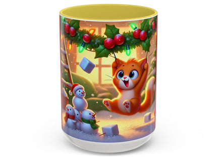 Naughty or Nice Kitten Christmas Colorful Mugs (11oz, 15oz)