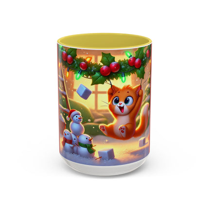 Naughty or Nice Kitten Christmas Colorful Mugs (11oz, 15oz)