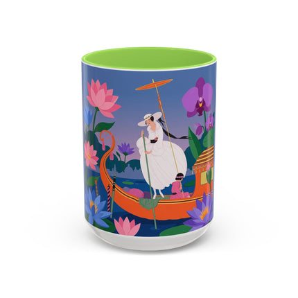 The Lady Of The Lotus Voyage Colorful Mugs – Art Deco Botanical Elegance
