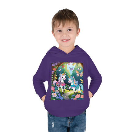 Baby Unicorns and Fluttering Butterflies Toddler Pullover Fleece Hoodie