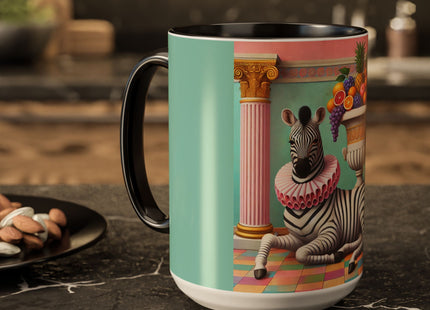 Still Life with Zebra, Fruit, and Pink Columns Colorful Mugs (11oz, 15oz)
