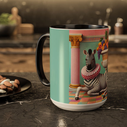 Still Life with Zebra, Fruit, and Pink Columns Colorful Mugs (11oz, 15oz)