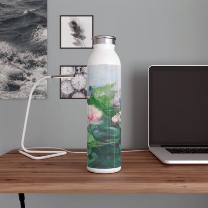 Water Lilies by Karl Hagemeister Slim Water Bottle