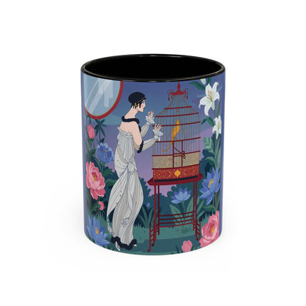 Whispers to the Golden Songbird Colorful Mugs – Art Deco Garden Elegance