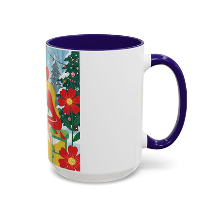 ☕🎄 Christmas Tea In The Snow Garden Colorful Mug – Art Deco Holiday Friendship