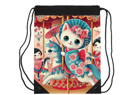 Geisha Kitten's Enchanted Carousel Ride Drawstring Bag