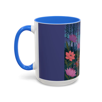 The Lady And The Midnight Birdcage Colorful Mugs – Art Deco Botanical Elegance