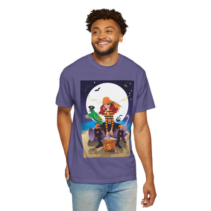 Moonlit Pirate Halloween Unisex Garment-Dyed T-shirt