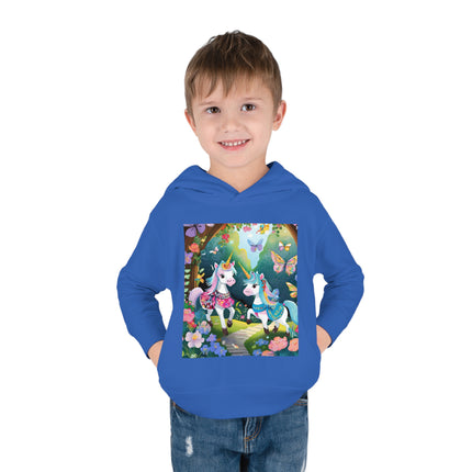 Baby Unicorns and Fluttering Butterflies Toddler Pullover Fleece Hoodie