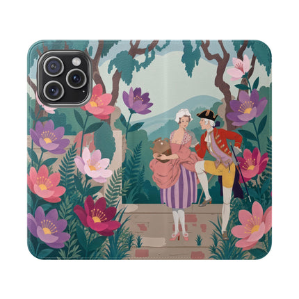 🌺🎭 The Garden Courtship Flip Case – Art Deco Floral Romance