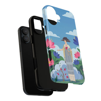 🌸🎩 The Lady Of The Grand Flower Garden Phone Case – Art Deco Fashion Illustration