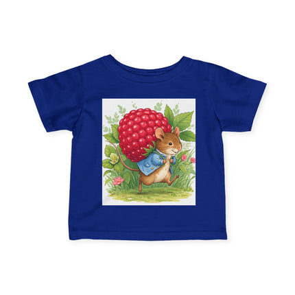 🐭🍓 The Little Raspberry Garden Mouse Infant Fine Jersey Tee – Whimsical Woodland Charm