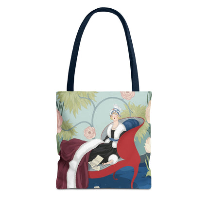 💌🌸 The Lady Of The Secret Letters Tote Bag – Art Deco Floral Elegance