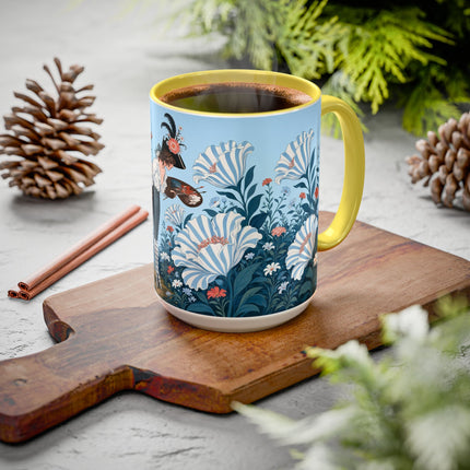 🎨💙 The Enchanted Garden Artist Colorful Mug – Art Deco Floral Whimsy