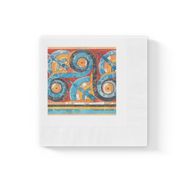 Reproduction of S-Spiral Frieze by Emile Gilliéron White Coined Napkins