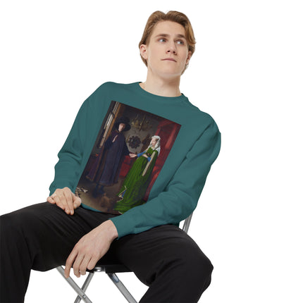 Arnolfini Portrait by Jan Van Eyck Unisex Garment-Dyed Sweatshirt