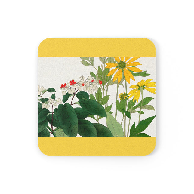 Clerodendrum & Rudbeckia by Tanigami Kônan Cork Back Coaster