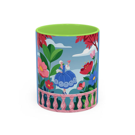 The Lady Of The Blossoming Terrace Colorful Mugs – Art Deco Floral Garden Elegance