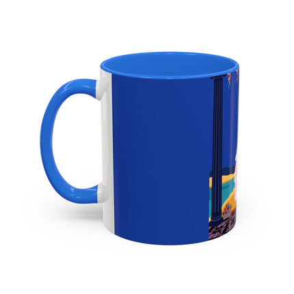 The Moonlit Promenade Colorful Mug (11oz, 15oz) – Blush Elegance, Coastal Romance & Art Deco Style