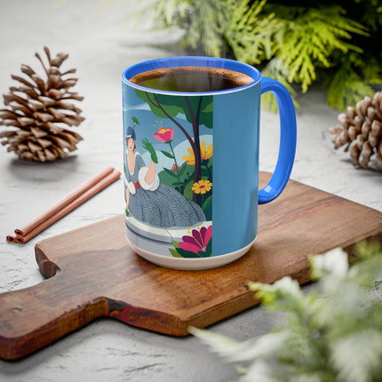 The Lady Of The Secret Garden Colorful Mugs – Art Deco Botanical Elegance