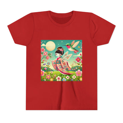 Geisha Fairy and the Hummingbird Blossom Youth Short Sleeve Tee