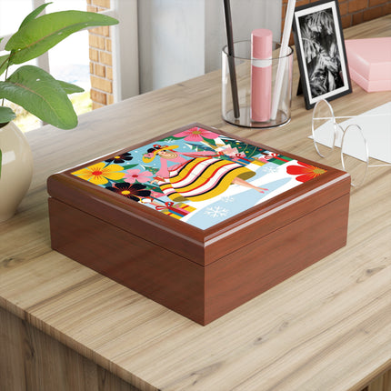 🌼🎄 The Christmas Blossom Belle Jewelry Box – Colorful Art Deco Holiday Fantasy