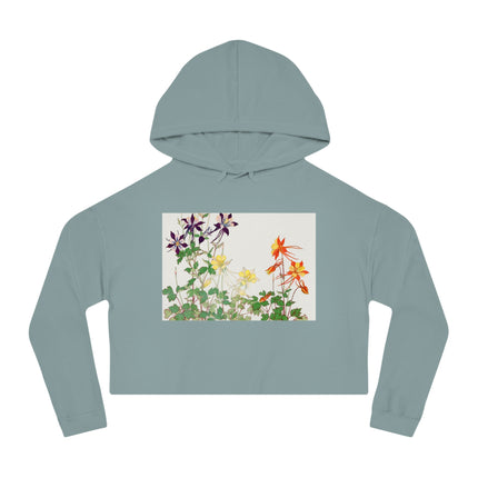 Aquilegia Flowers by Tanigami Kônan Women’s Cropped Hooded Sweatshirt