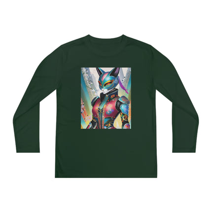 Cyberpunk Chic Youth Long Sleeve Competitor Tee – Holographic Style & Futuristic Adventure
