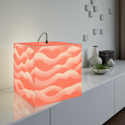 Hues of Orange and Beige Wave Pattern Light Cube Lamp