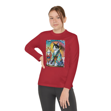 Kimono Kitties Youth Long Sleeve Competitor Tee – Anime Charm & Whimsical Elegance