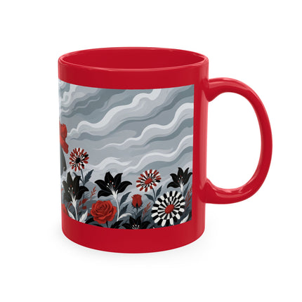 ☂️🌹 The Lady In The Windy Rose Garden Ceramic Mug – Art Deco Fashion Whimsy